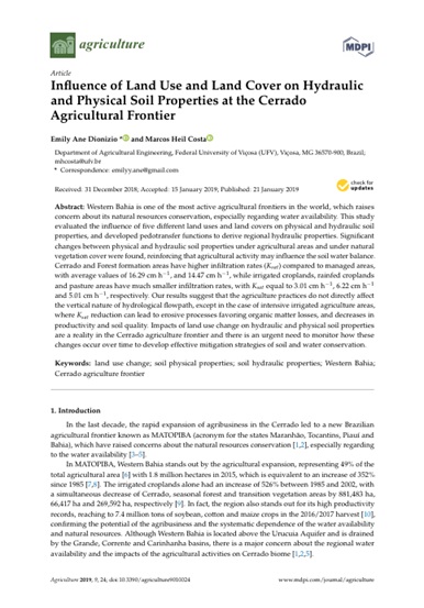 Portada del recurso Influence of Land Use and Land Cover on Hydraulic and Physical Soil Properties at the Cerrado Agricultural Frontier